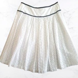 NWOT Eyelet Knee Length A-Line White Skirt Size 10